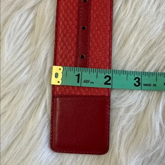 Christian Dior Vibrant Red Textured Aniline Cowhide Leather Belt Size L - Picture 13 of 14